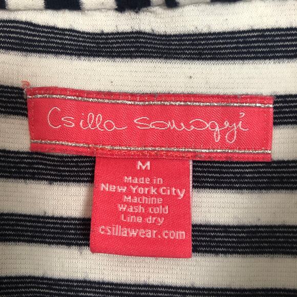 Csilla Somogyi Cowl Neck Striped Dress Size M - Picture 2 of 8